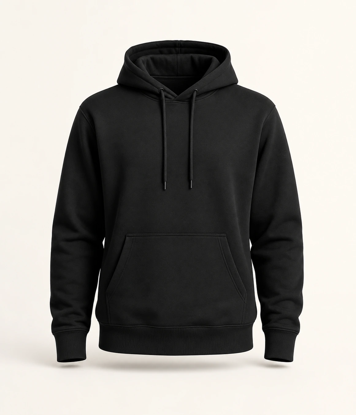 Zwarte uniseks hoodie die met een logo of eigen ontwerp kan worden bedrukt